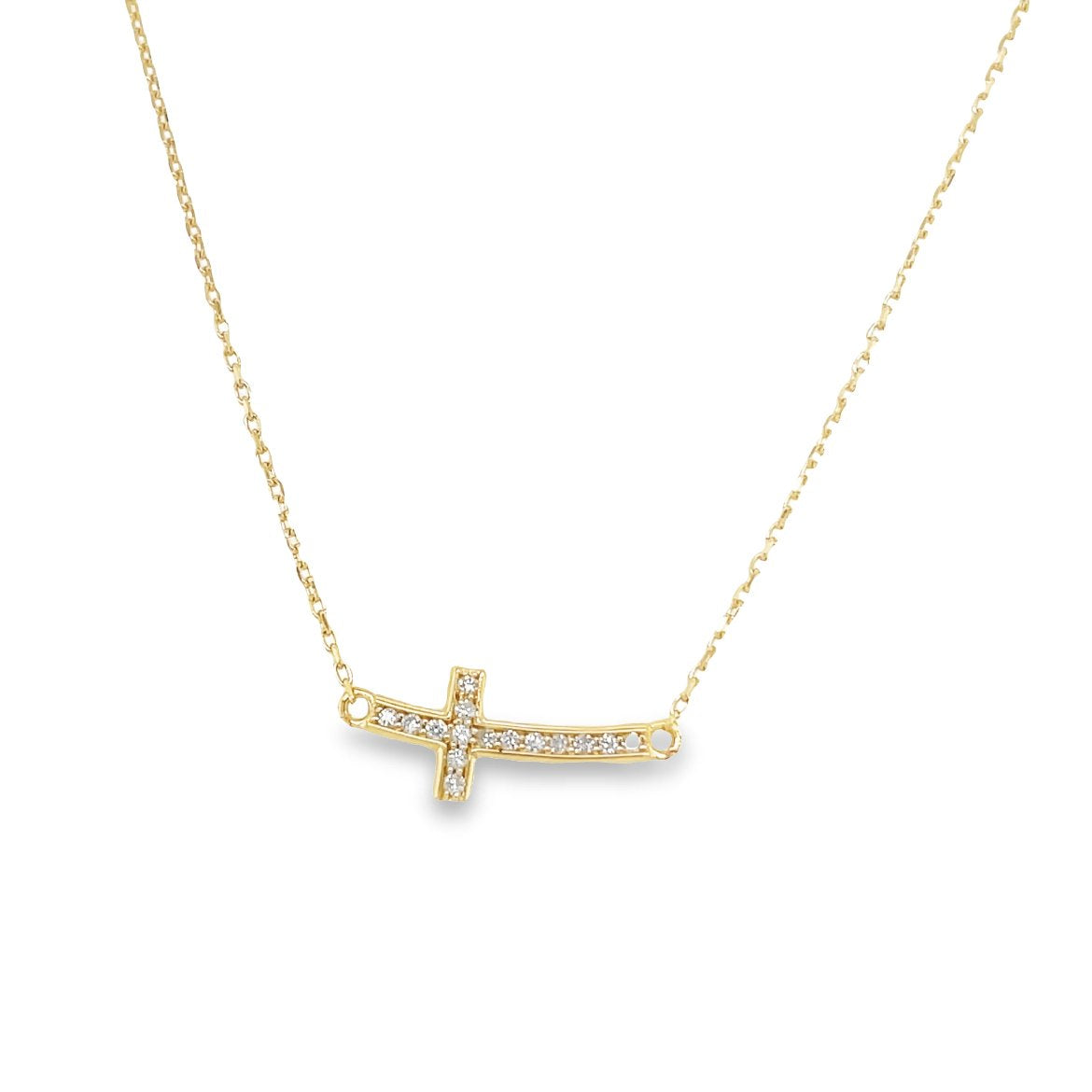 Jai's 14K Yellow Gold Large Diamond Cross Necklace