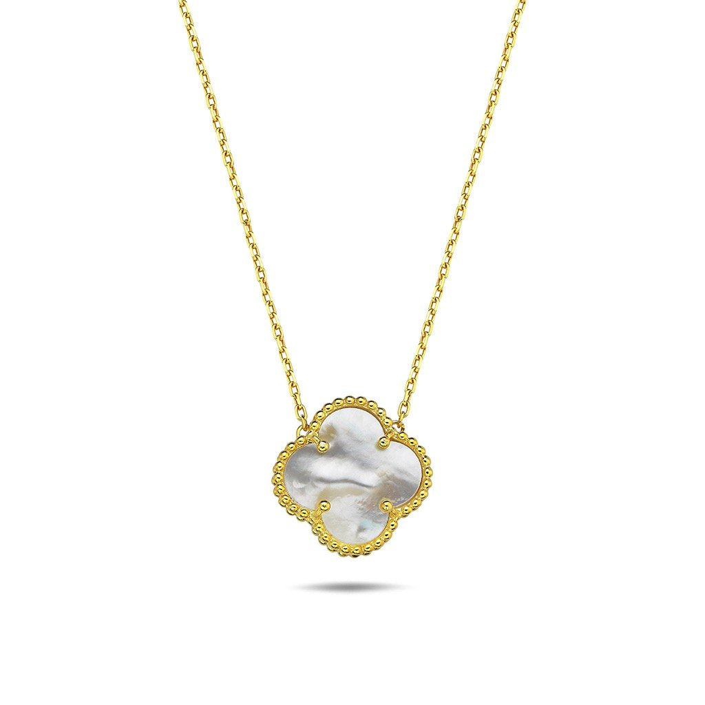 Jai's 14K Yellow Gold Mother-of-Pearl Clover Necklace