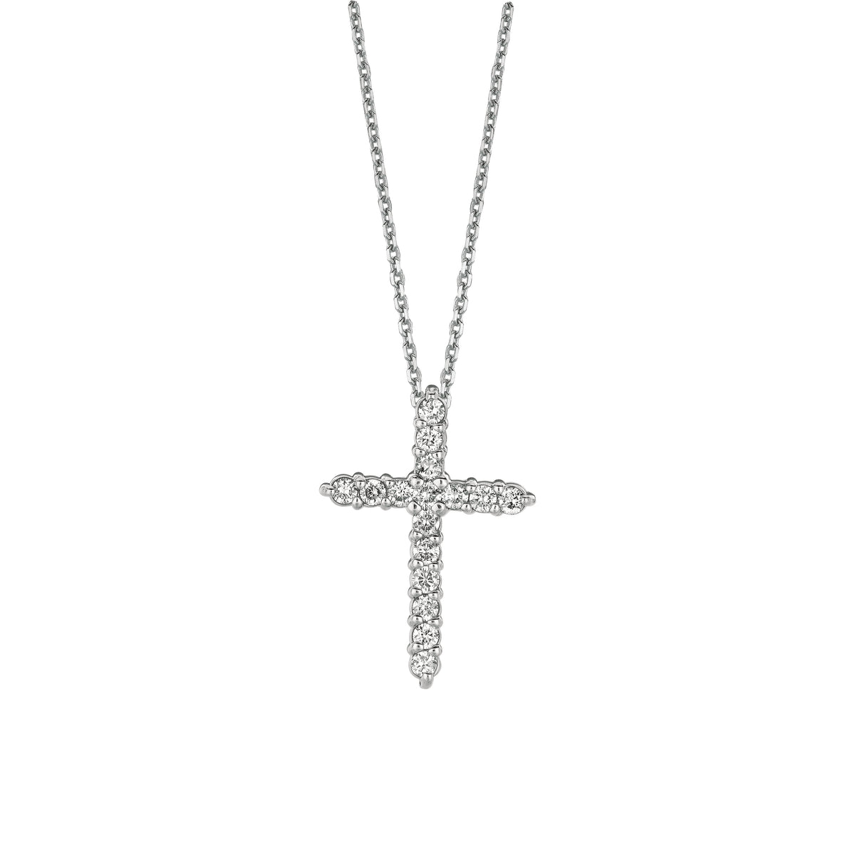 Morris & David's 14K White Gold Diamond Cross Necklace