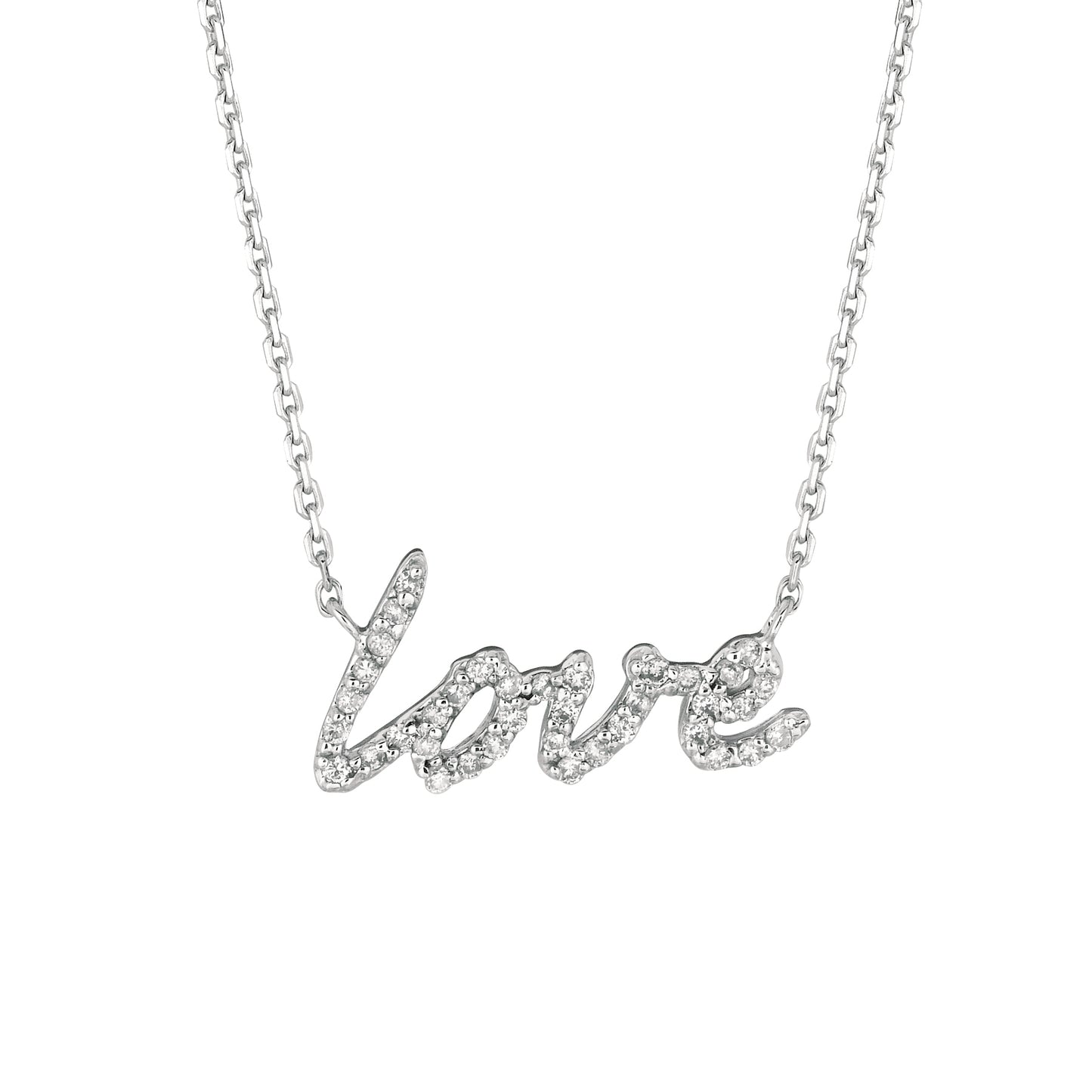 Morris & David's 14K White Gold Diamond Love Necklace