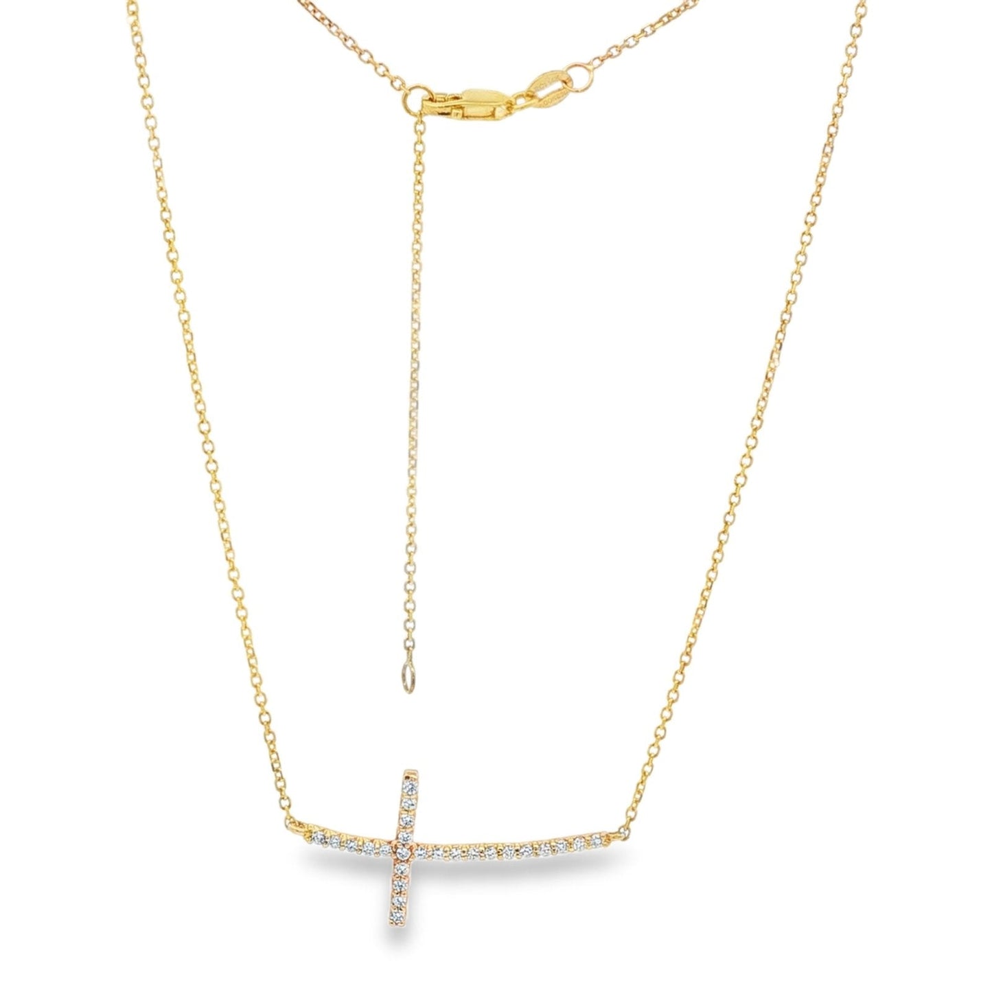 Morris & David's 14K Yellow Gold Diamond Cross Necklace