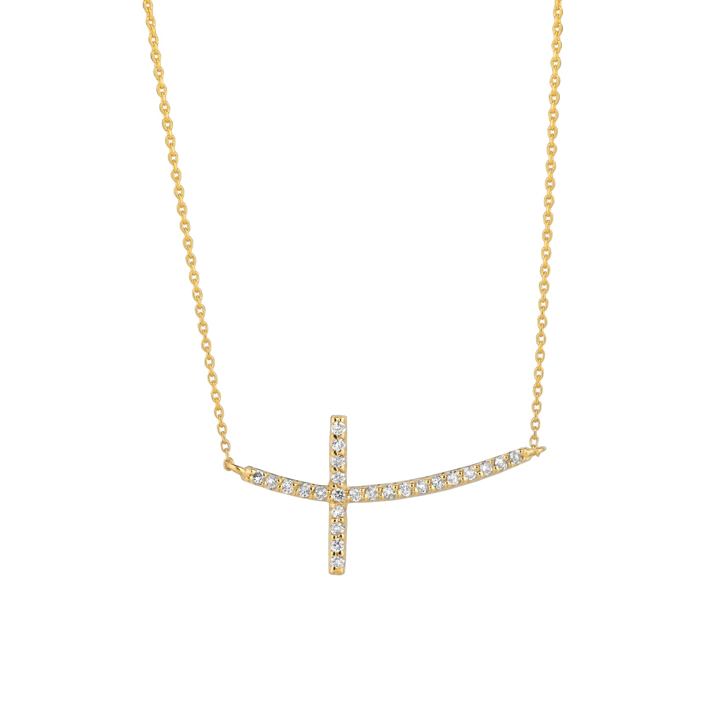 Morris & David's 14K Yellow Gold Diamond Cross Necklace