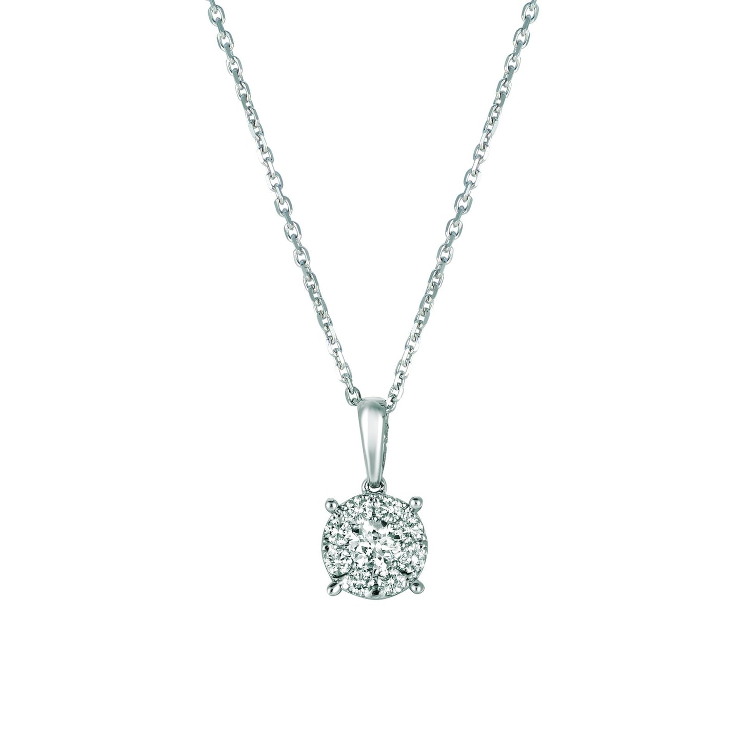 Morris & David's 14K White Gold Diamond Halo Charm Necklace
