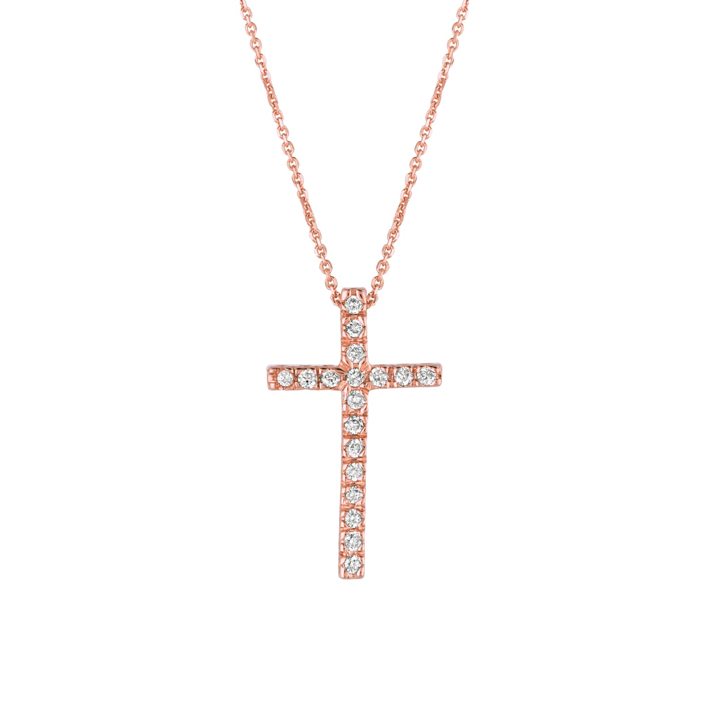 Morris & David's 14K Rose Gold Diamond Cross Necklace