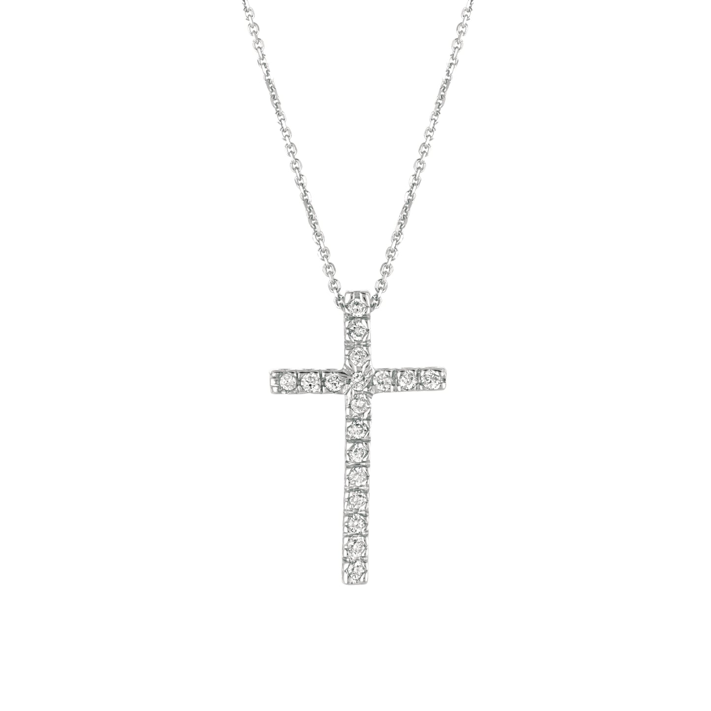 Morris & David's 14K White Gold Diamond Cross Necklace
