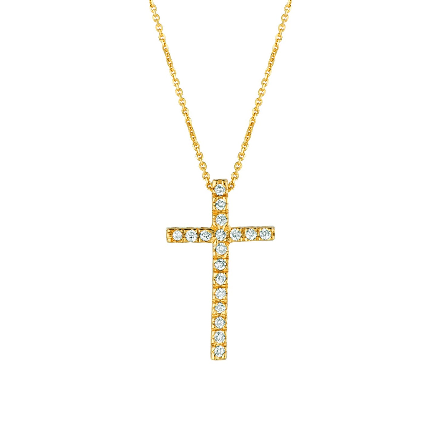 Morris & David's 14K Yellow Gold Diamond Cross Necklace