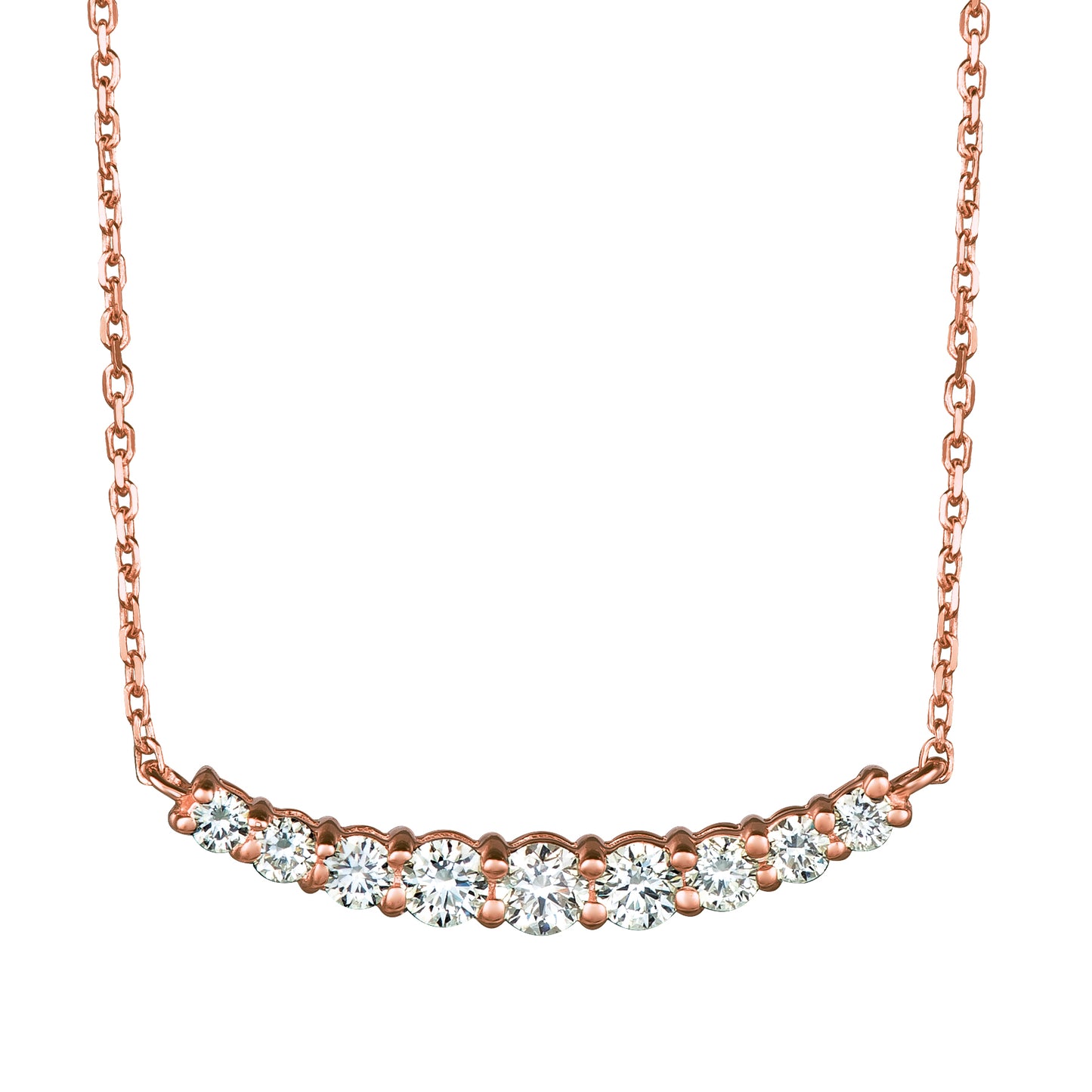 Morris & David's 14K Rose Gold Diamond Bar Necklace