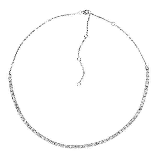 Morris & David's 14K White Gold Semi-pave 3-carat Diamond Tennis Necklace
