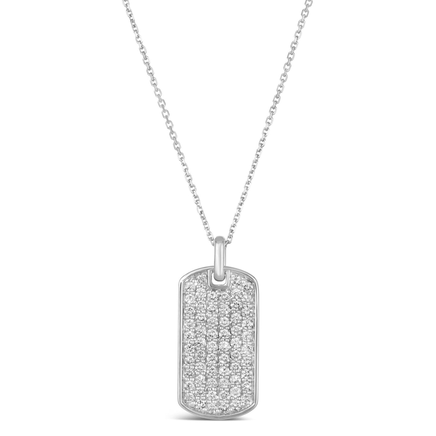 Morris & David's 14K White Gold Diamond Tag Necklace