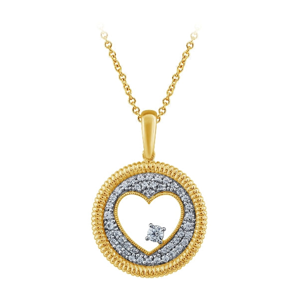 Morris & David's 14K Yellow Gold Diamond Heart Charm Necklace