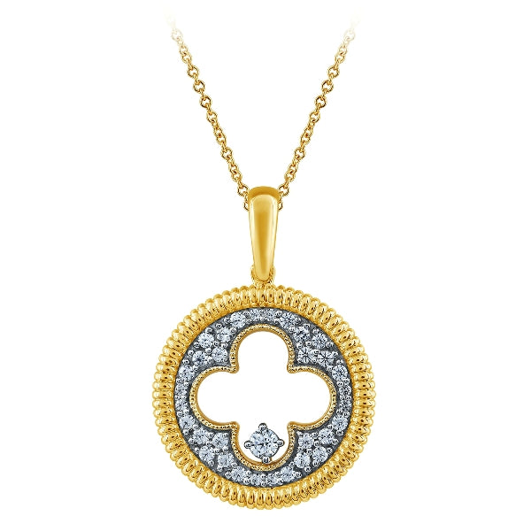Morris & David's 14K Yellow Gold Diamond Clover Charm Necklace