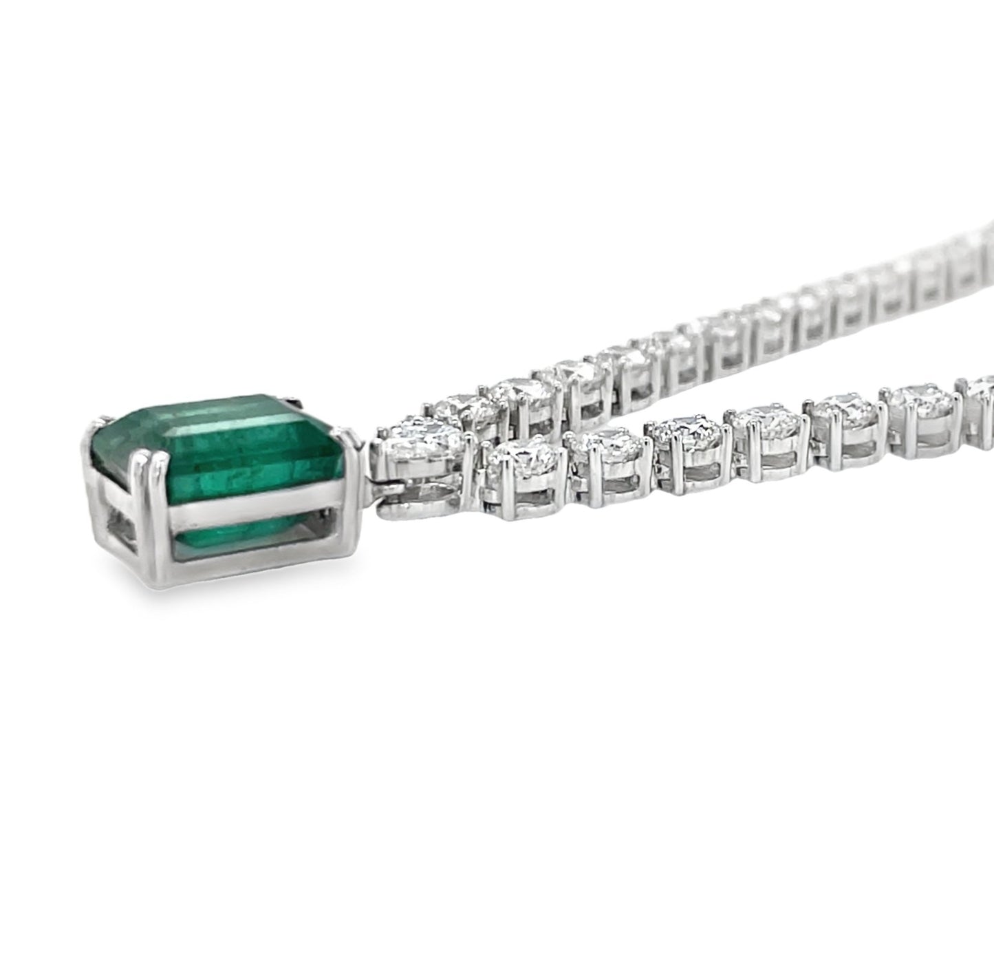 Jai's 18K White Gold Emerald & Diamond-lined Necklace