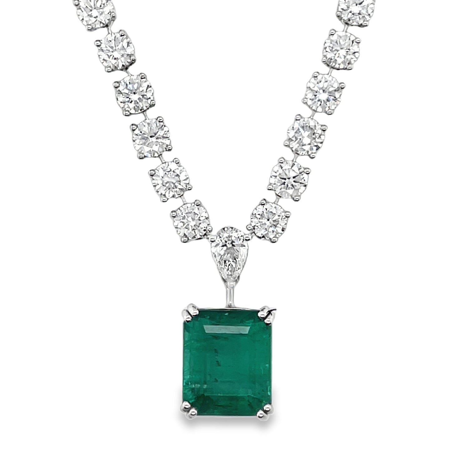 Jai's 18K White Gold Emerald & Diamond-lined Necklace
