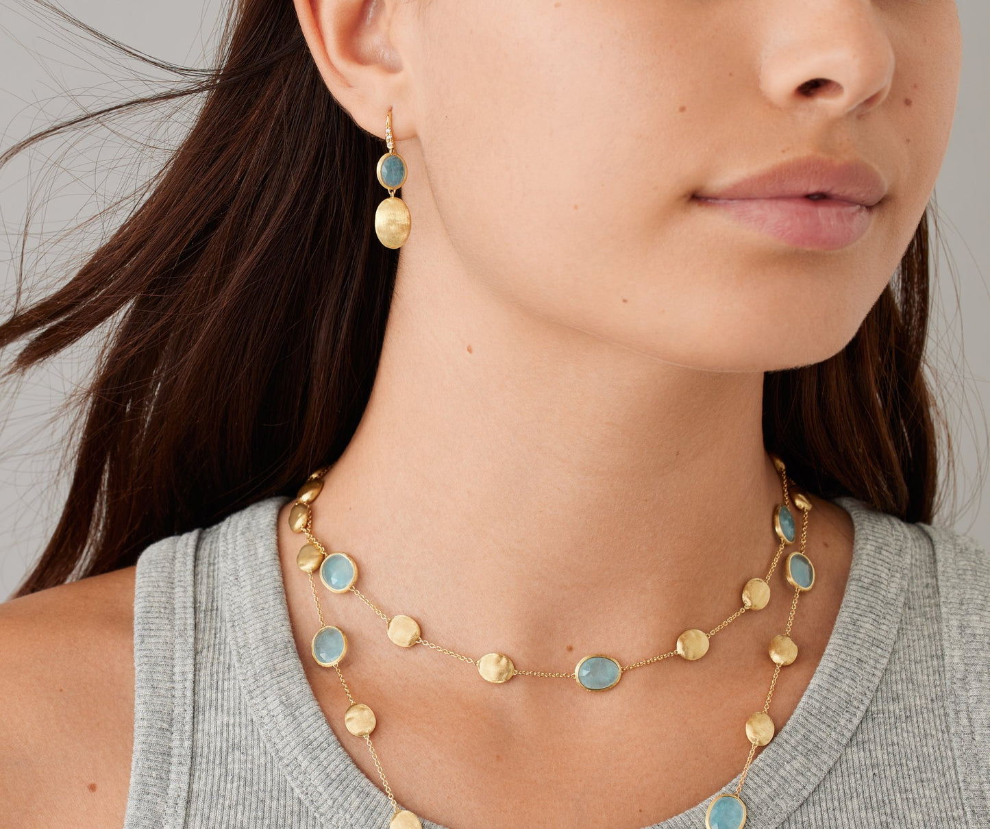 Marco Bicego's 18K Yellow Gold Siviglia Aquamarine & Diamond Earrings