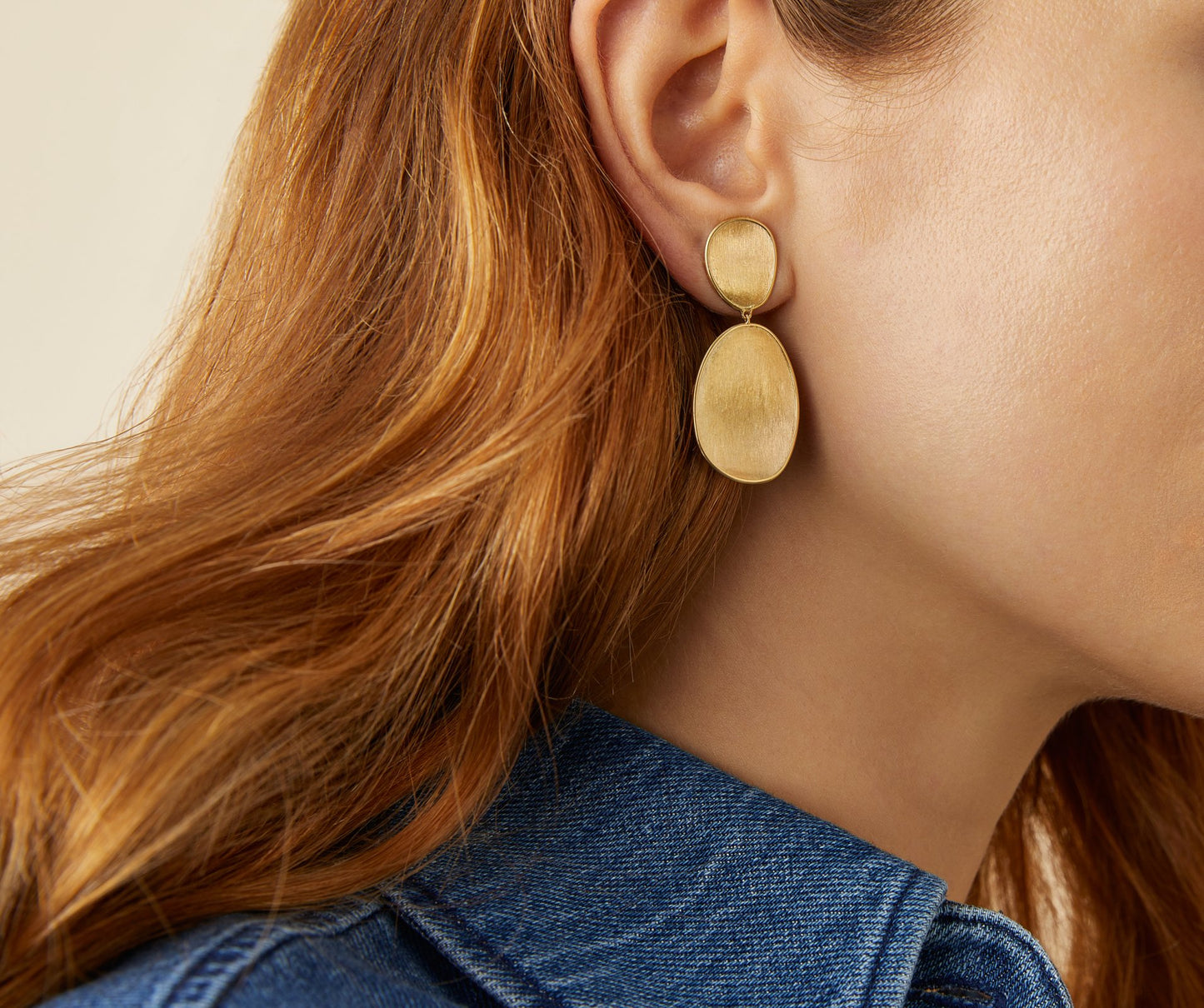Marco Bicego's 18K Yellow Gold Lunaria Satin Double Drop Earrings
