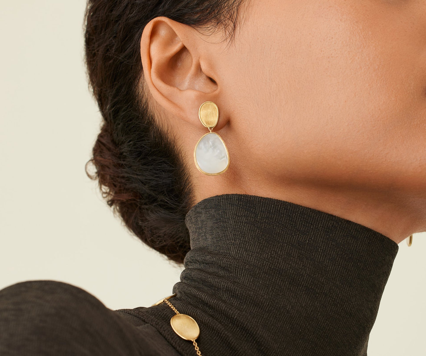 Marco Bicego's 18K Yellow Gold Lunaria Mother-of-Pearl Chandelier Drop Earrings