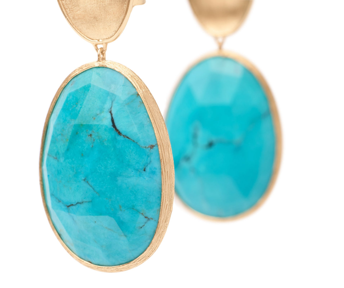 Marco Bicego's 18K Yellow Gold Lunaria Color Turquoise Double Drop Earrings