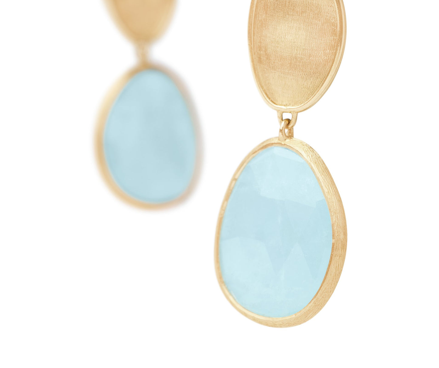 Marco Bicego's 18K Yellow Gold Lunaria Aquamarine Drop Earrings