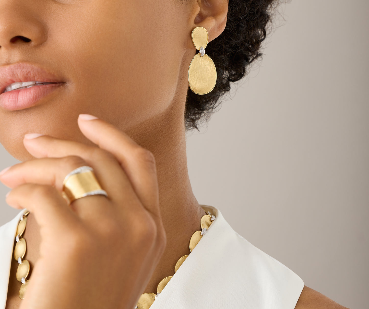 Marco Bicego's 18K Two-tone Lunaria Diamond Earrings