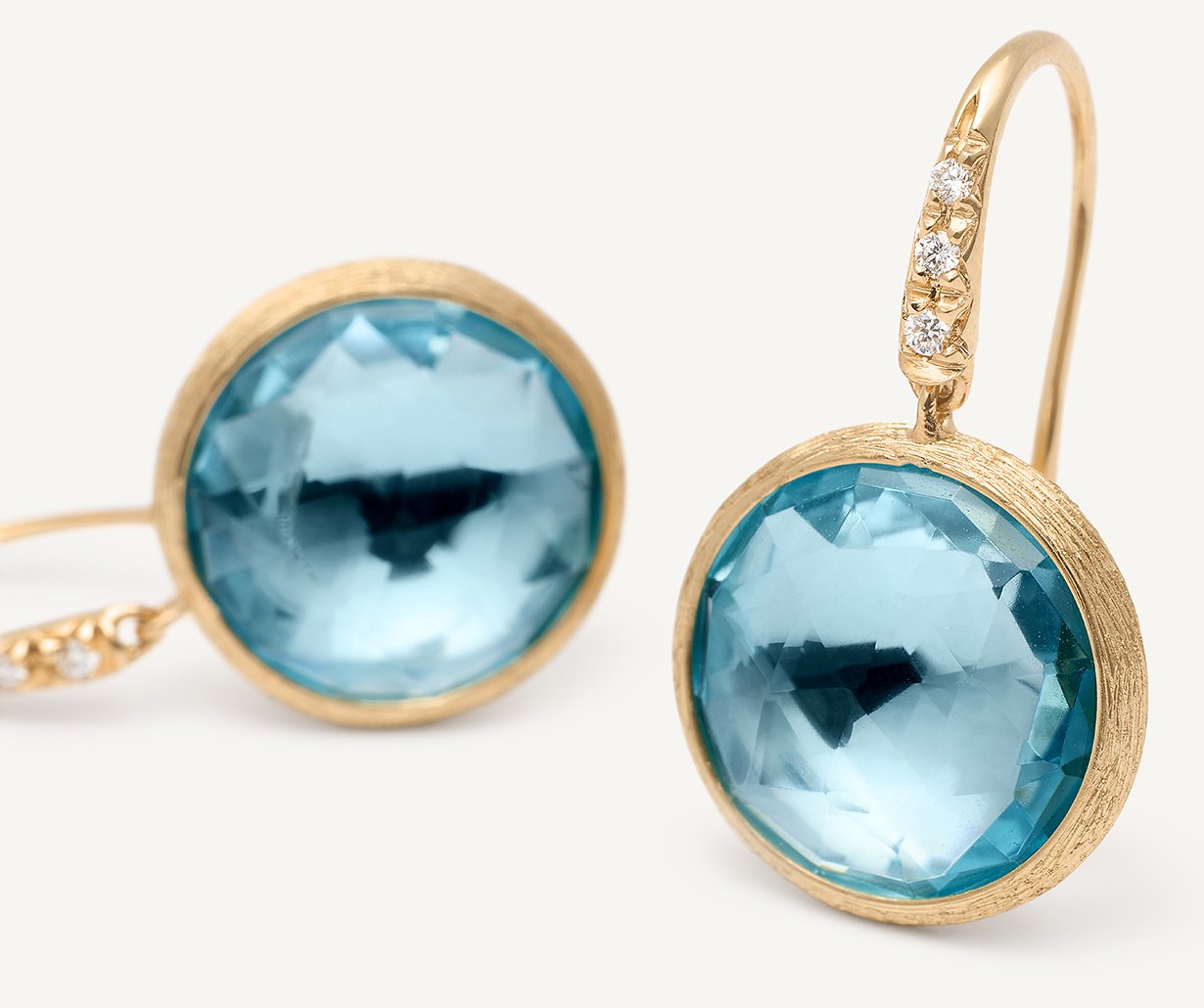 Marco Bicego's 18K Yellow Gold Jaipur Blue Topaz & Diamond Drop Earrings