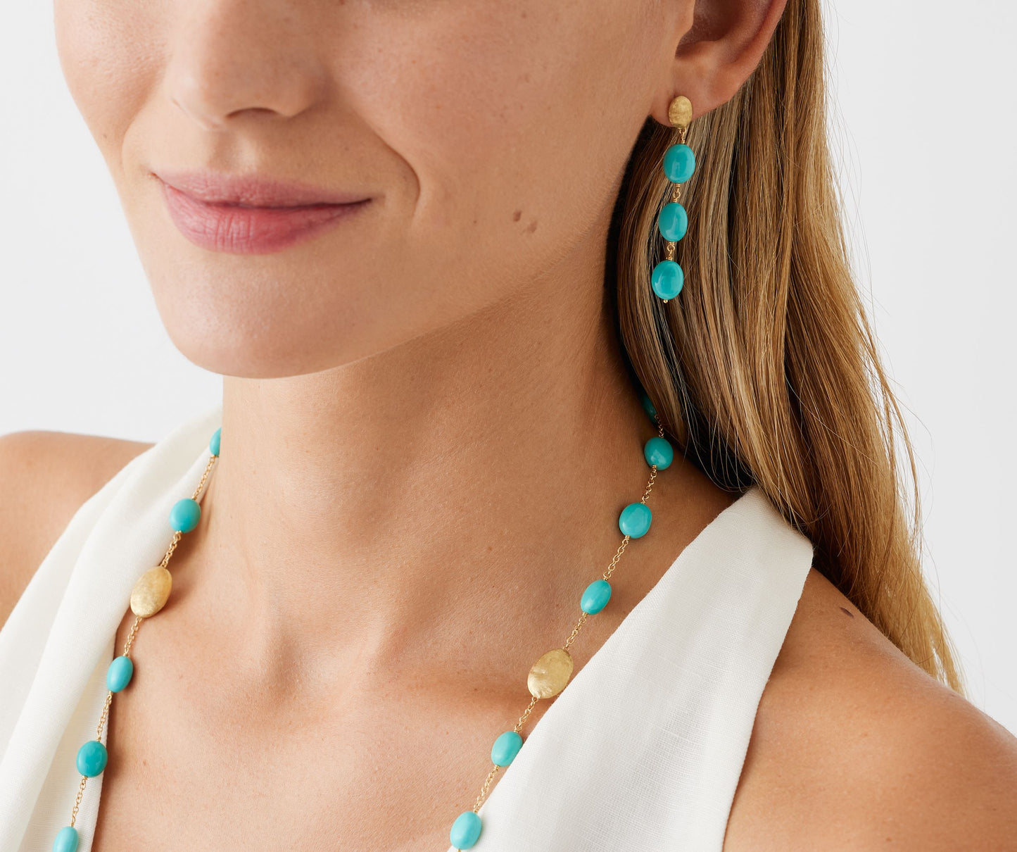 Marco Bicego's 18K Yellow Gold Siviglia Colore Turquoise Drop Earrings