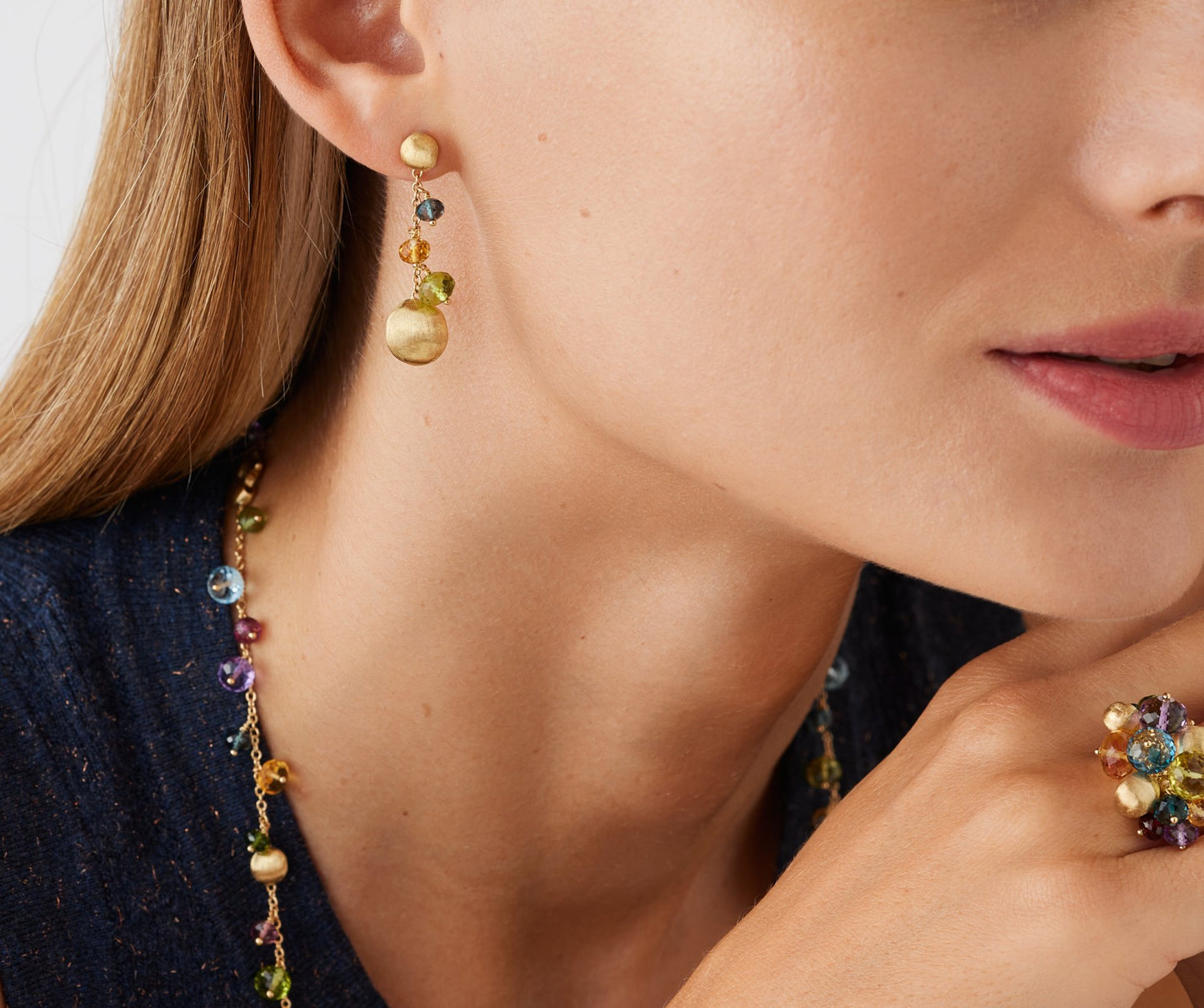 Marco Bicego's 18K Yellow Gold Africa Gemstones Drop Earrings