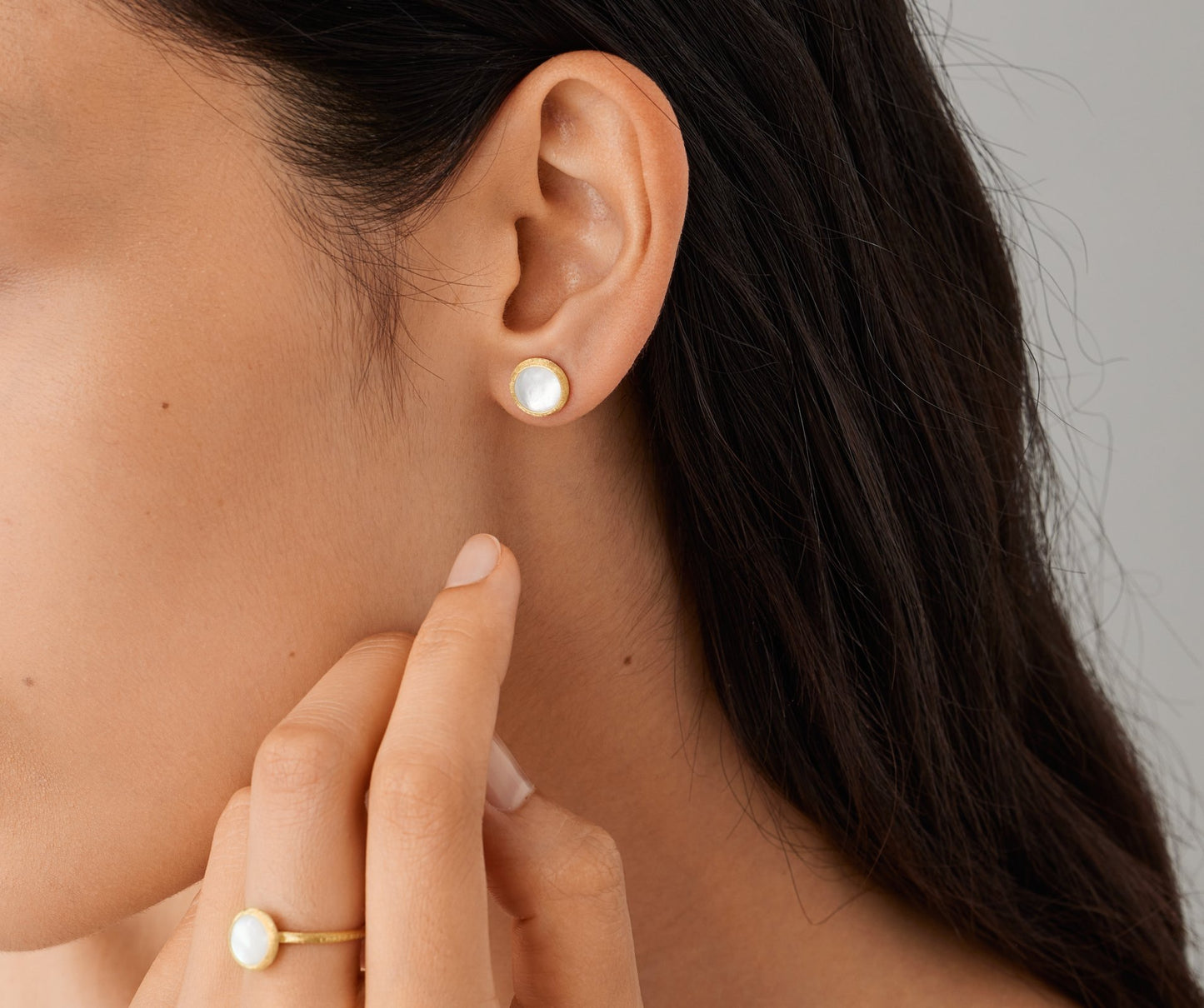 Marco Bicego's 18K Yellow Gold Jaipur Mother-of-Pearl Studs