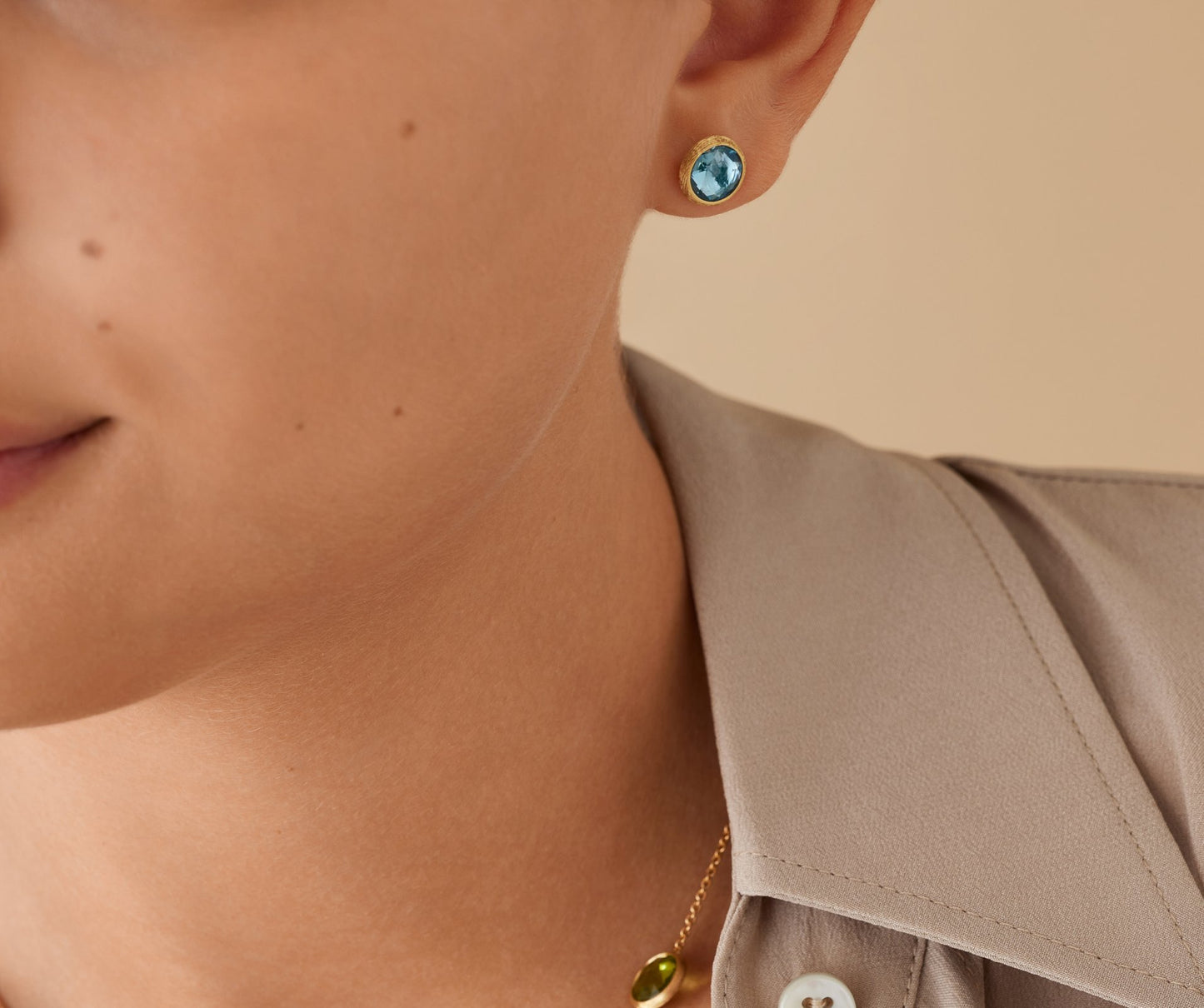 Marco Bicego's 18K Yellow Gold Jaipur Blue Topaz Studs