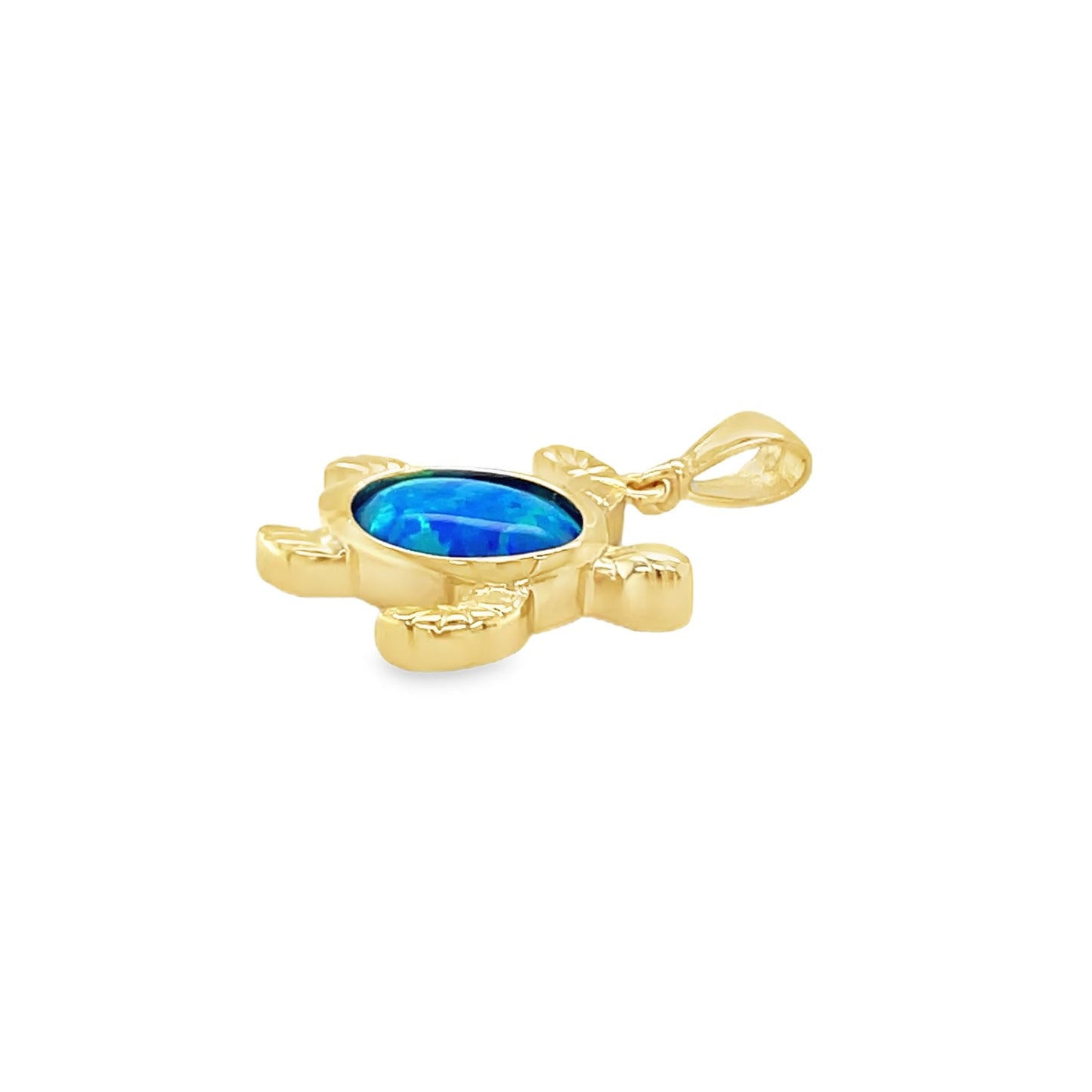 Jai's 14K Yellow Gold Blue Mother-of-Pearl Turtle Pendant