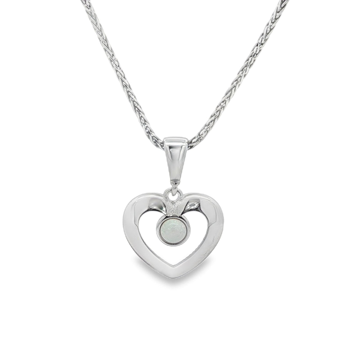 Jai's 14K White Gold Opal Heart Pendant