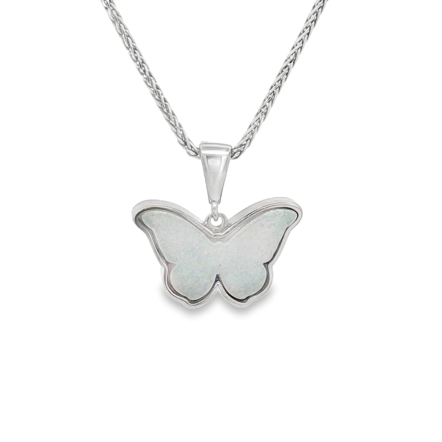 Jai's 14K White Gold Opal Butterfly Pendant