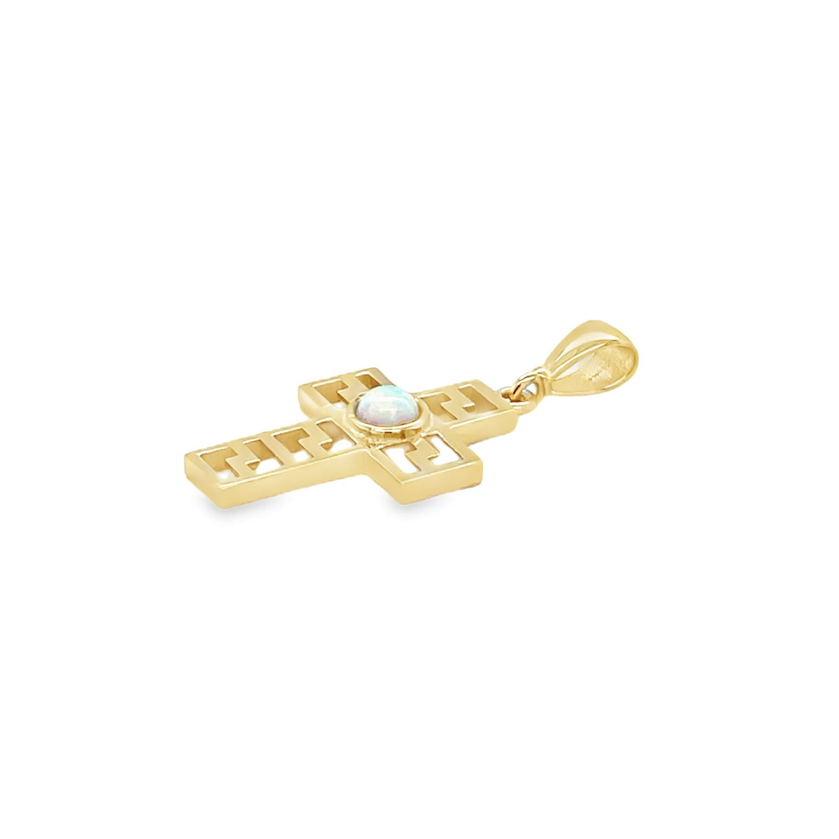 Jai's 14K Yellow Gold Opal Cross Pendant