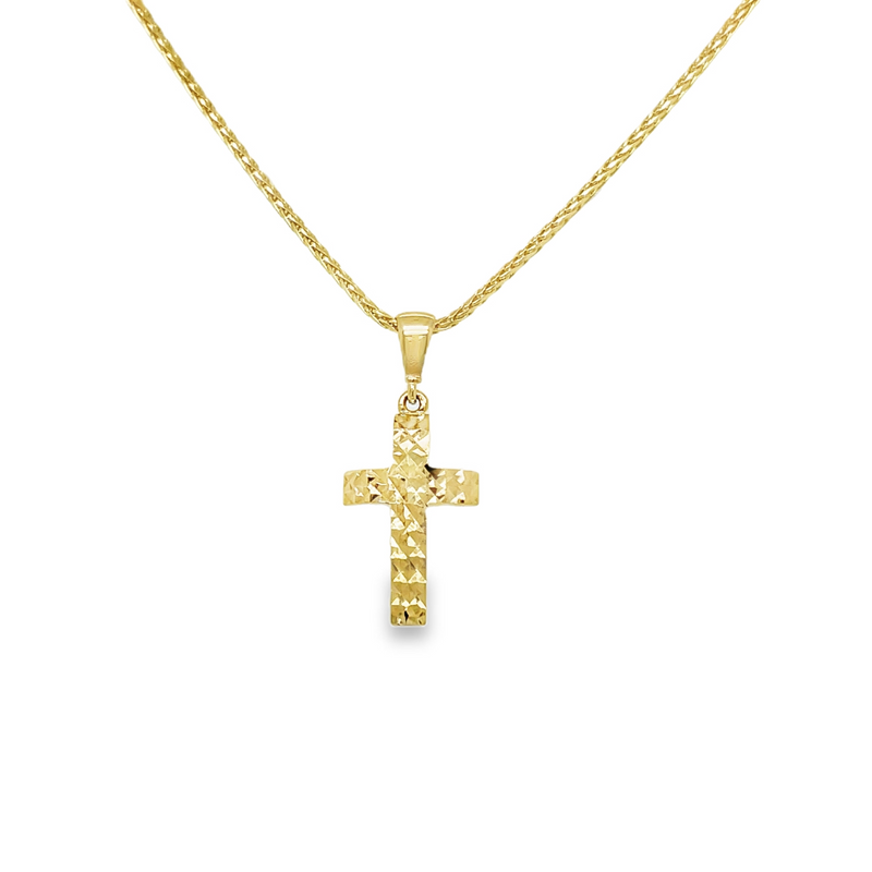Jai's 14K Yellow Gold Petite Diamond-cut Cross Pendant