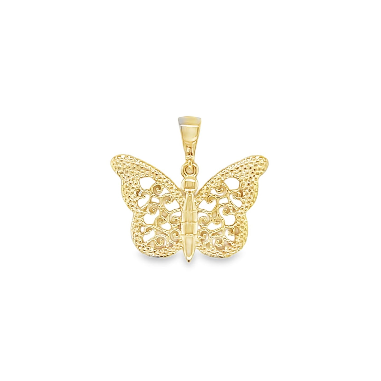 Jai's 14K Yellow Gold Engraved Butterfly Pendant