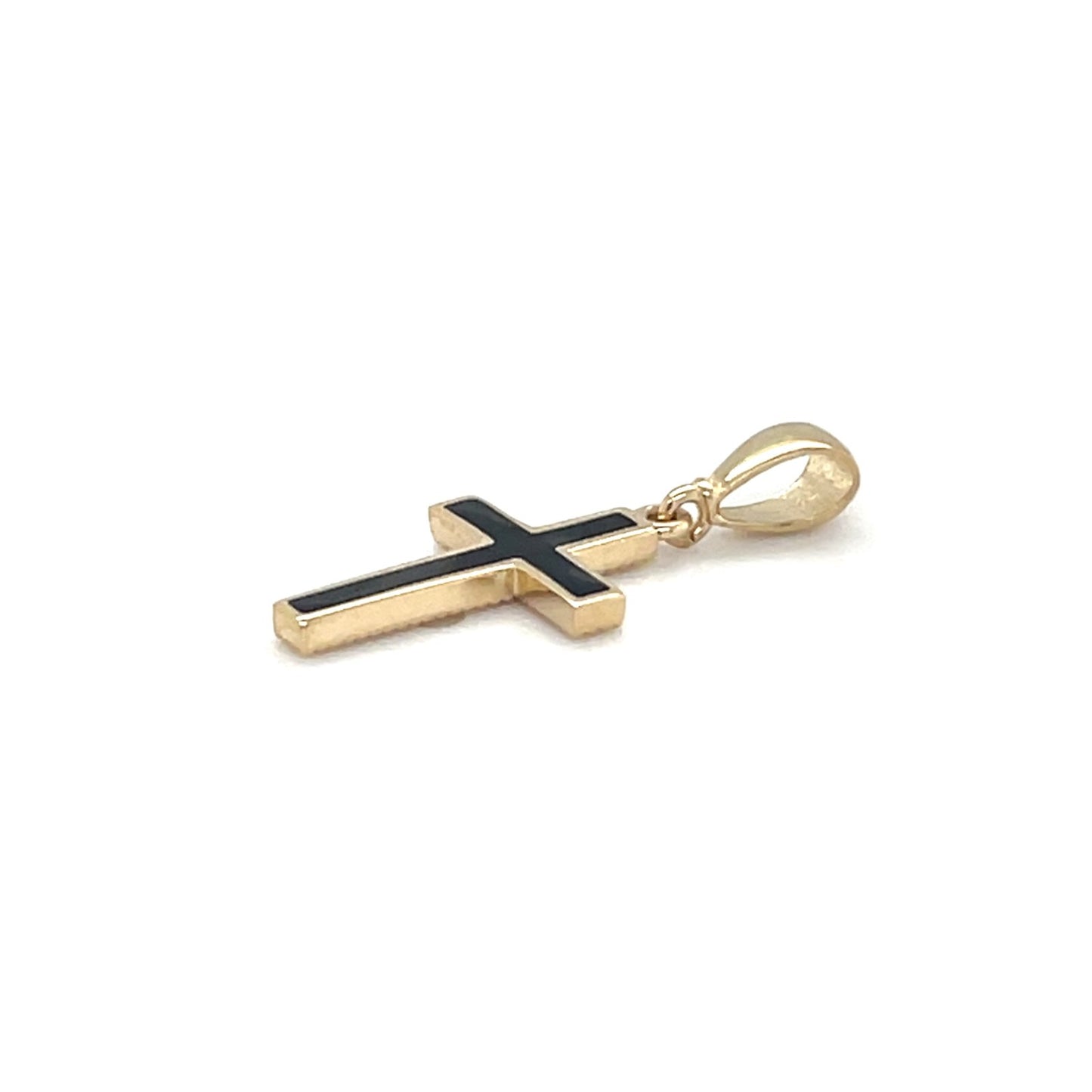 Jai's 14K Yellow Gold Black Onyx Cross Pendant