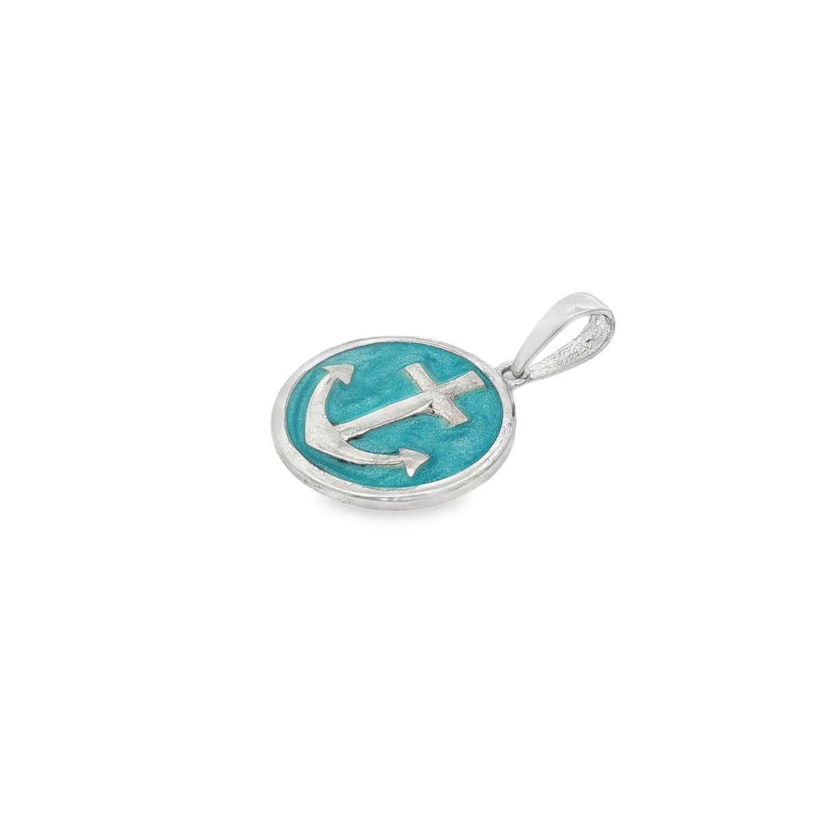 Jai's Sterling Silver Turquoise-accented Anchor Pendant