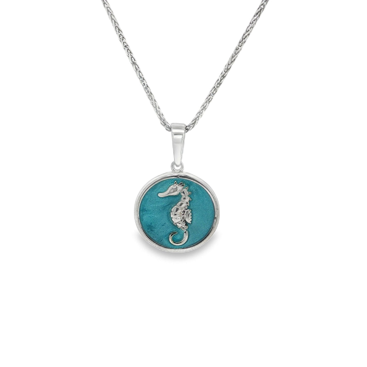 Jai's Sterling Silver Turquoise-accented Seahorse Pendant