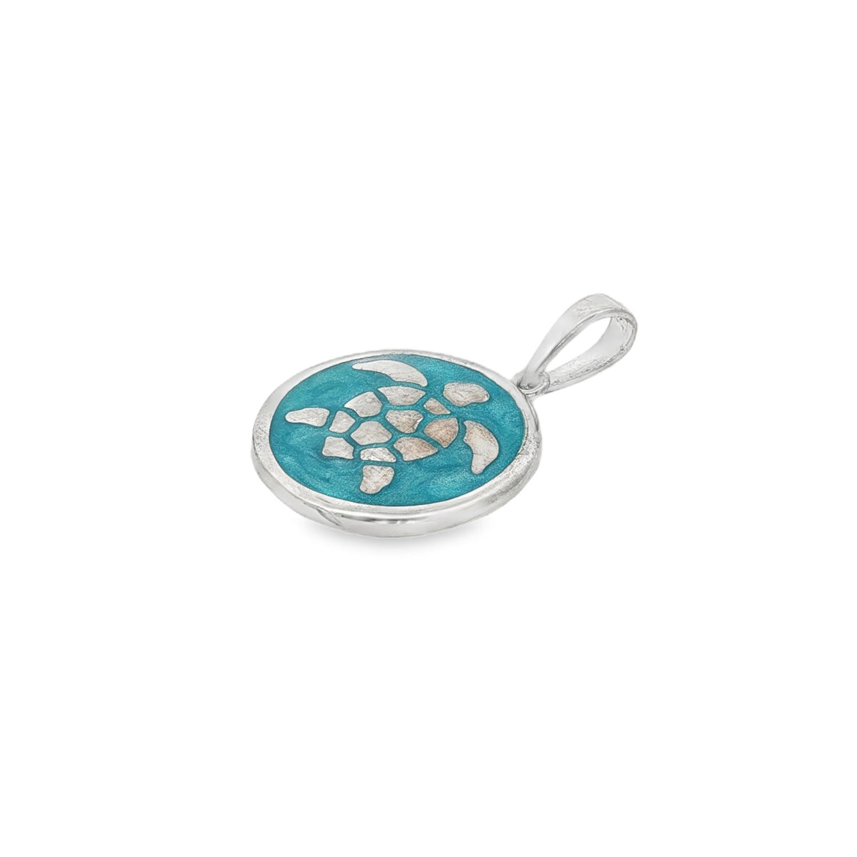 Jai's Sterling Silver Turquoise-accented Turtle Pendant