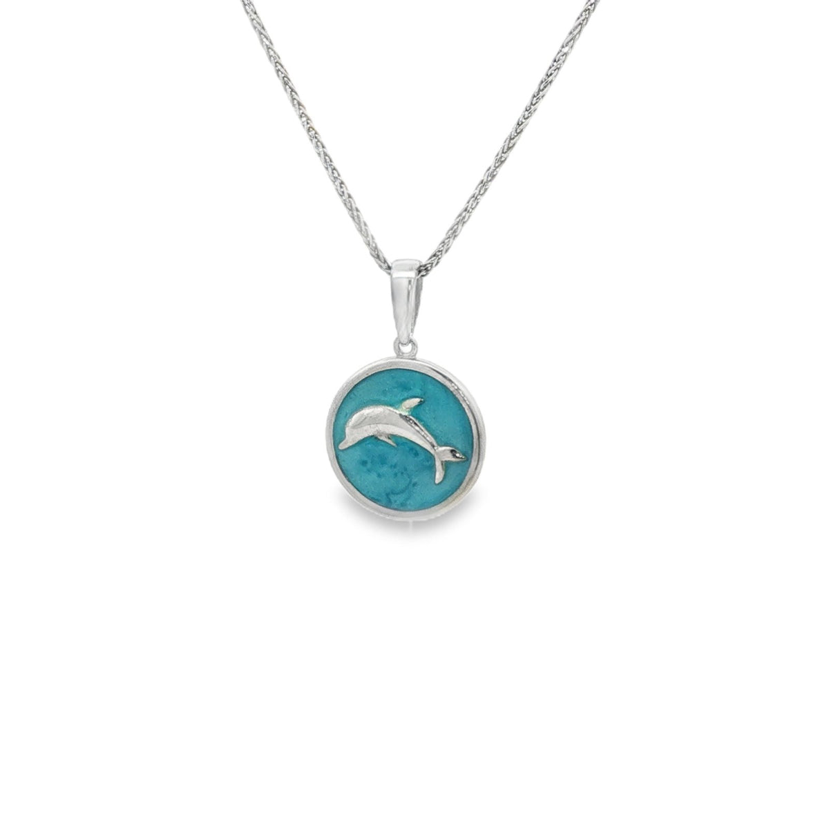 Jai's Sterling Silver Turquoise-accented Dolphin Pendant