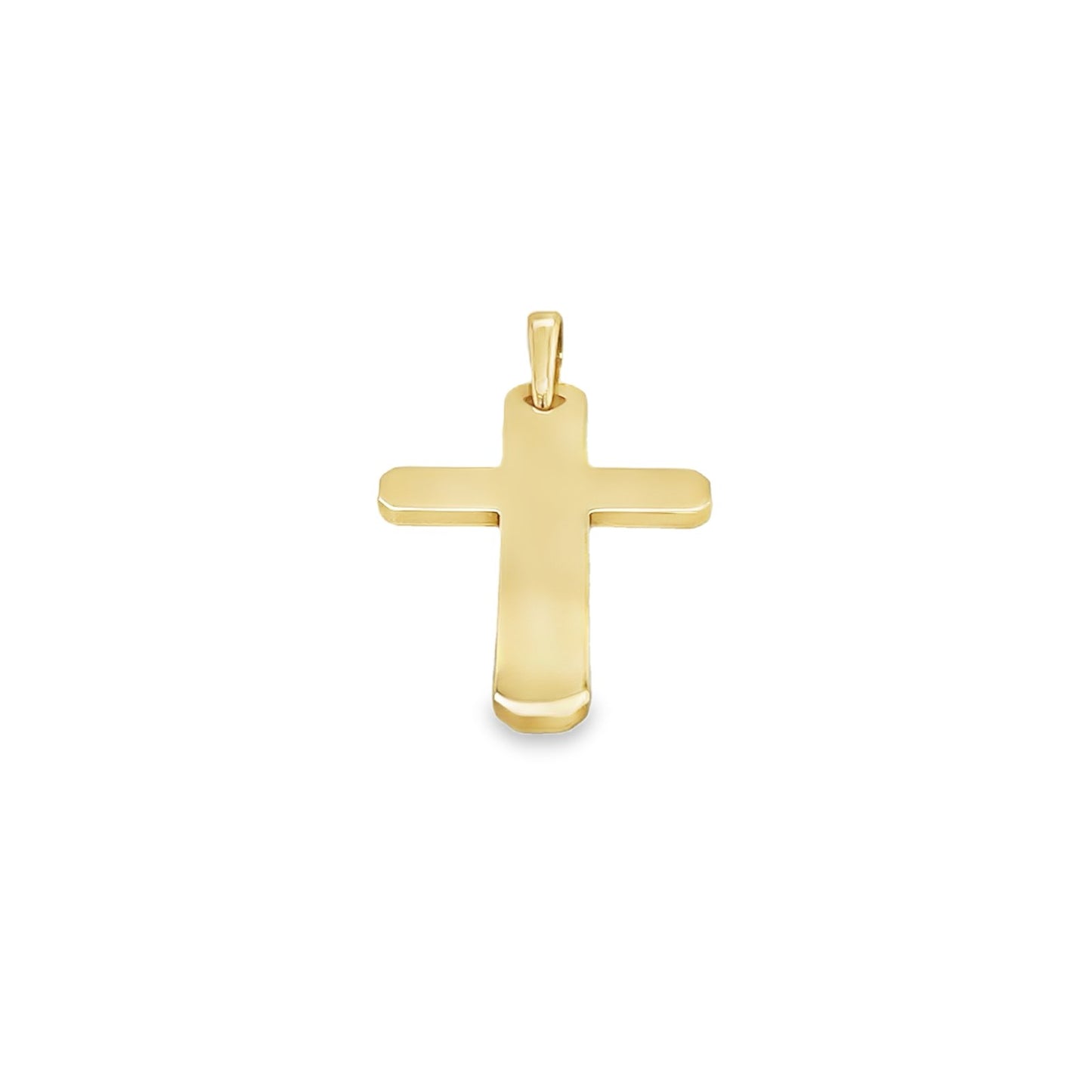 Jai's 14K Yellow Gold Rounded Cross Pendant