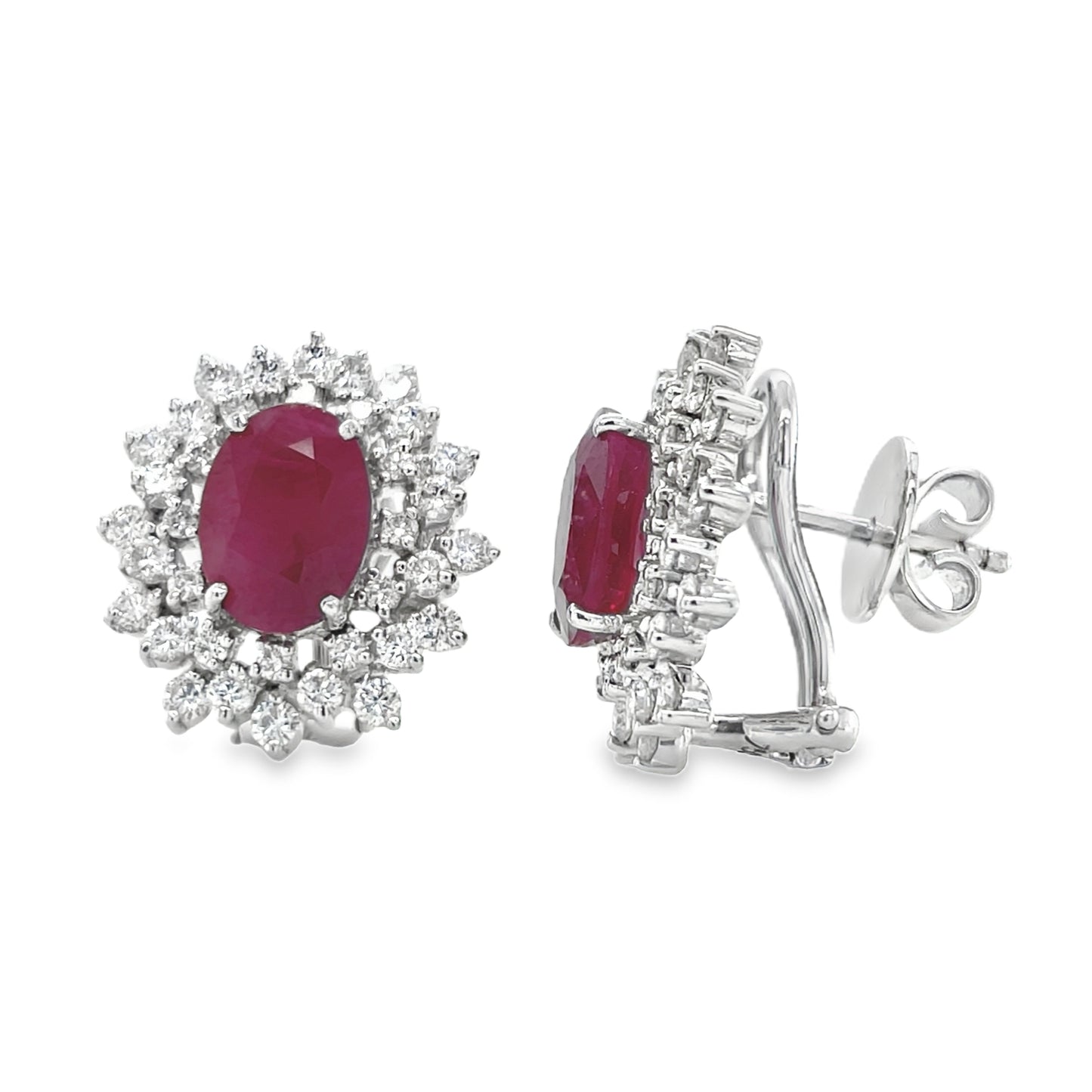 Jai's 18K White Gold Floral Ruby & Diamond Studs