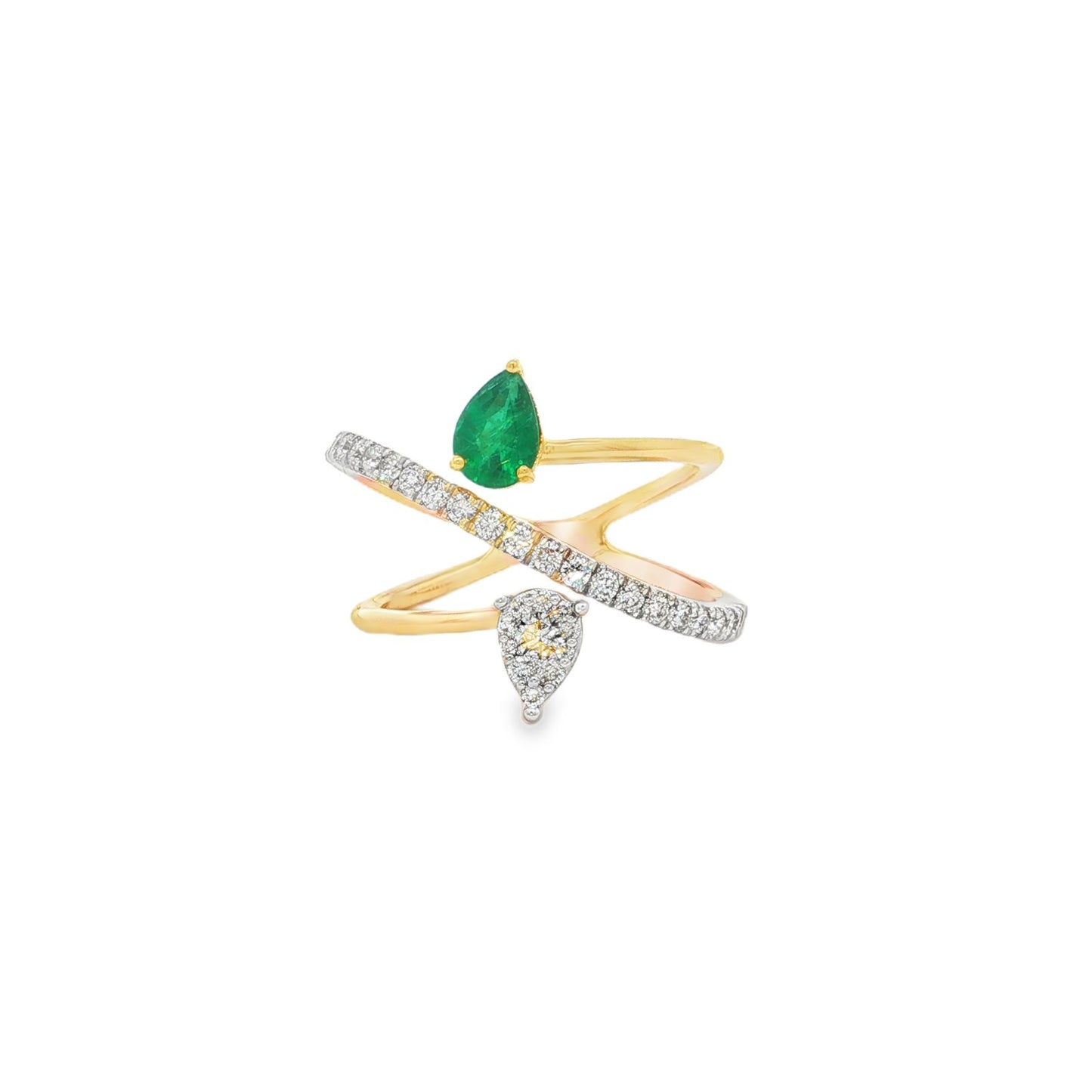 Jai's 18K Yellow Gold Pear-cut Emerald & Diamond Ring