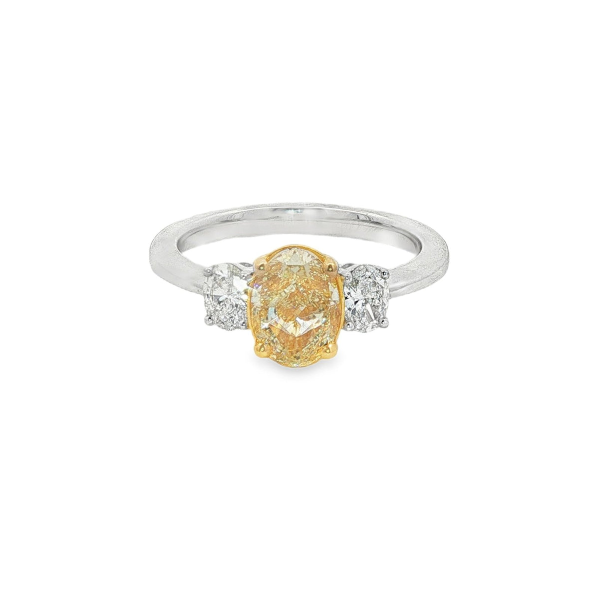 Jai's 18K Two-tone Oval-cut Yellow Diamond Ring