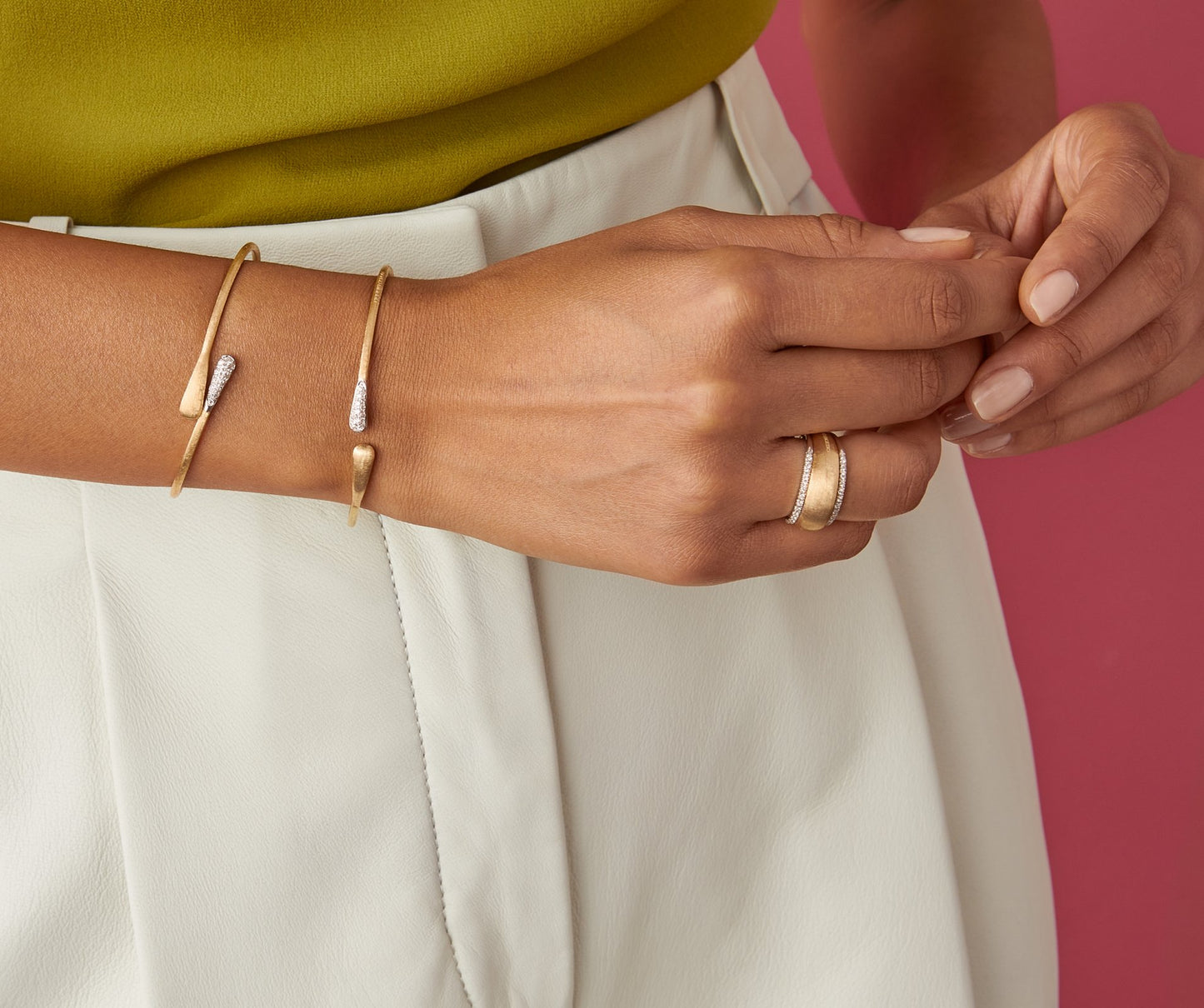 Marco Bicego's 18K Two-tone Lucia Diamond Bangle