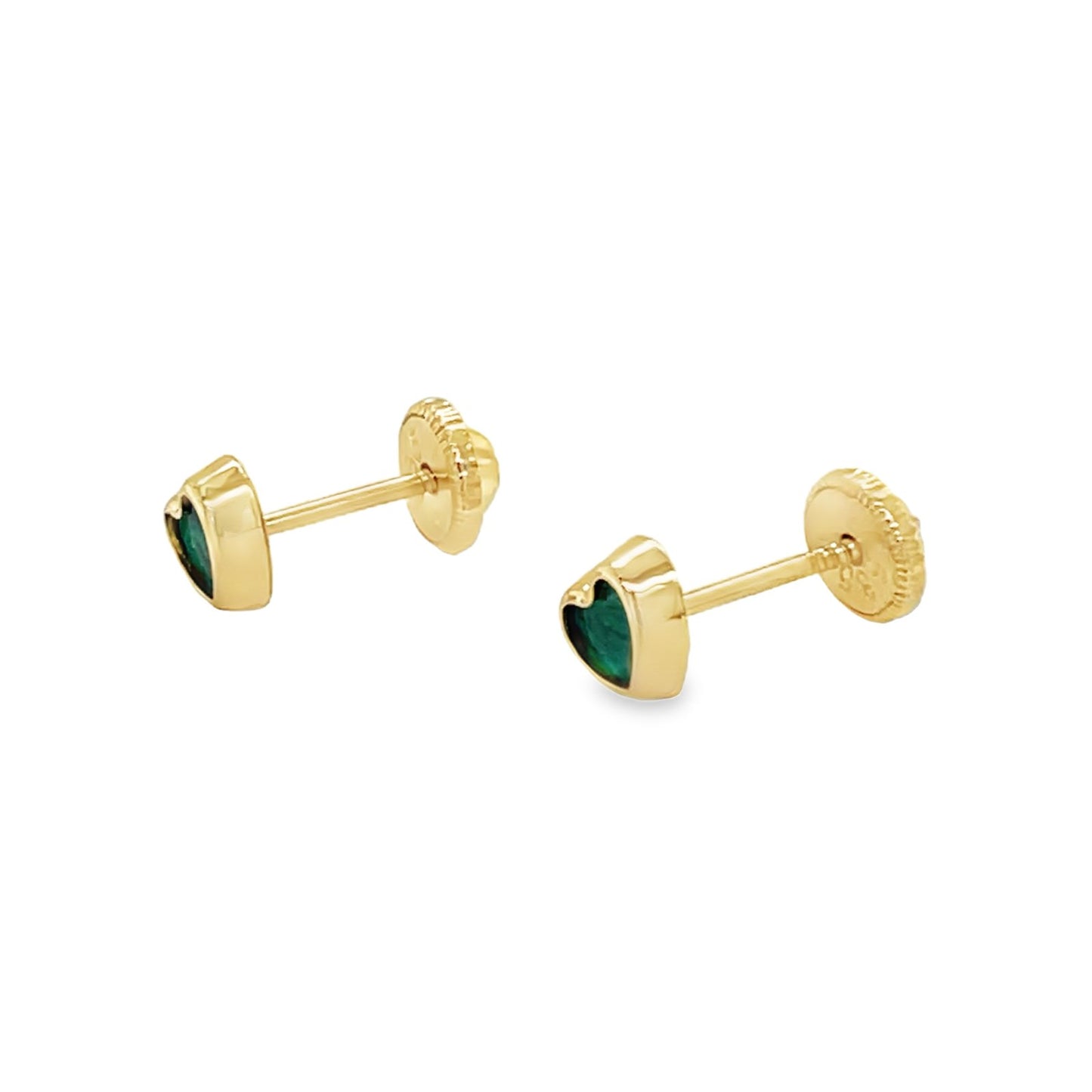Jai's 14K Yellow Gold Malachite Baby Heart Studs