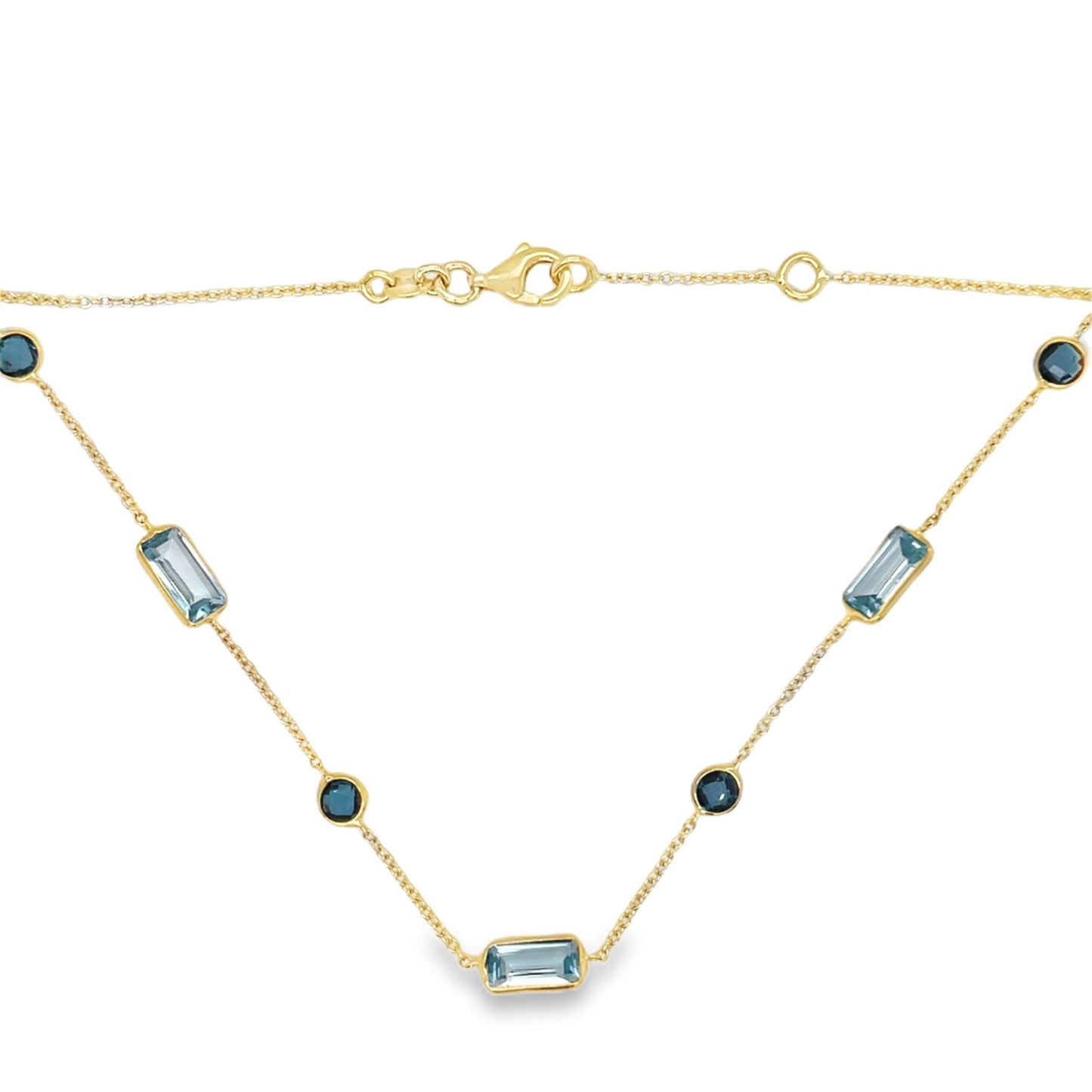 Jai's 14K Yellow Gold Blue Gemstone-studded Necklace