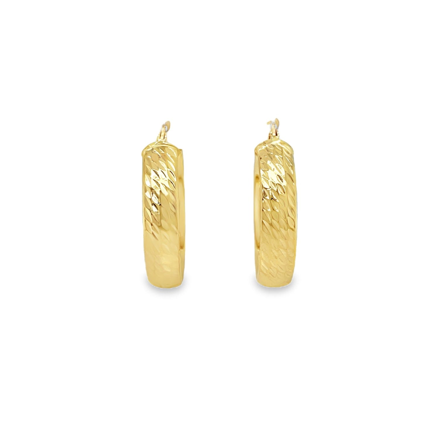 Jai's 14K Yellow Gold Small Engraved Oval Hoops