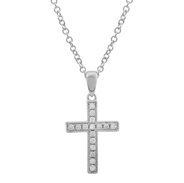 Jai's 14K White Gold Diamond Cross Necklace