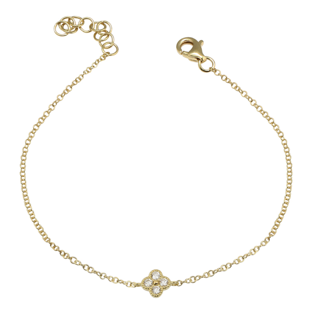 Jai's 14K Yellow Gold Diamond Clover Bracelet