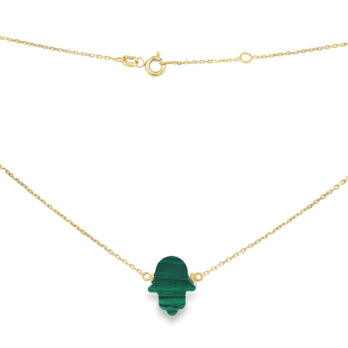 Jai's 14K Yellow Gold Malachite Hamsa Hand Necklace
